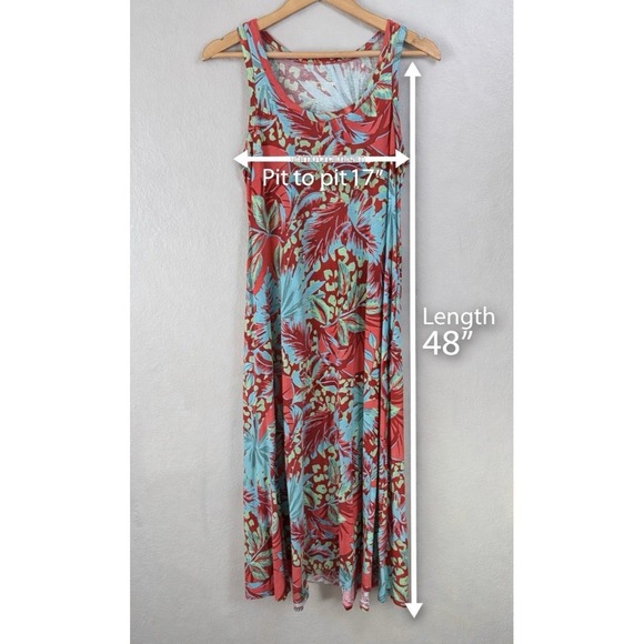 Soft Surroundings Tropical Floral Maxi Dress Flowy Sleeveless Resort Vacation PS - Picture 8 of 8